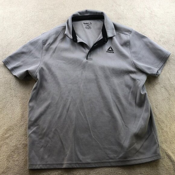Reebok Mens Polo Shirt Size XL Short Sleeve Casual Performance Gray Classic - Picture 8 of 9